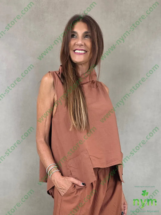 tunica puro cotone stropicciata tasche sbalzo 100co - U / RUGGINE / PE26 - CAMICIA