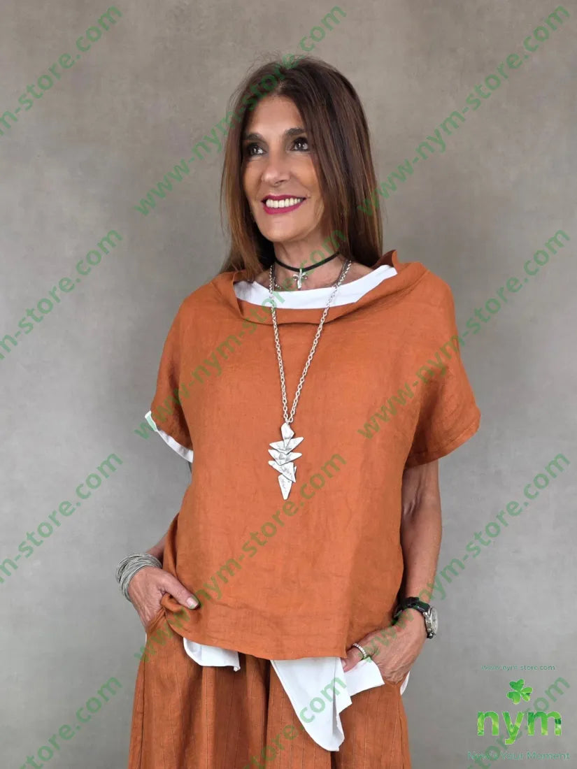 tunica puro lino senza maniche 100li - U / RUGGINE / PE26 - CAMICIA