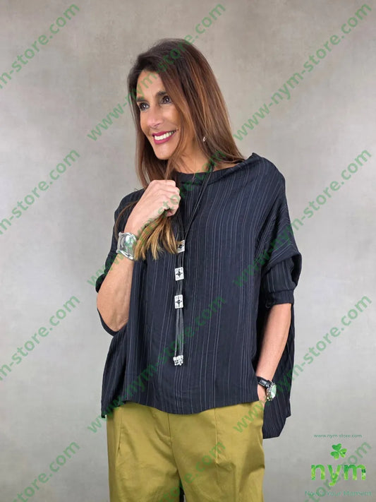 tunica quadrata tessuto riga 98vi1pl1co U / NERO / PE26 CAMICIA