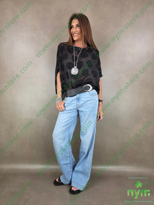 tunica quadri trasparente con rose 75vi25pa - U / NERO / PE26 - CAMICIA