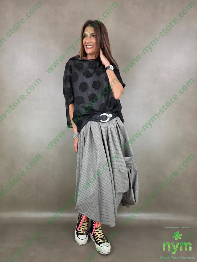 tunica quadri trasparente con rose 75vi25pa - U / NERO / PE26 - CAMICIA