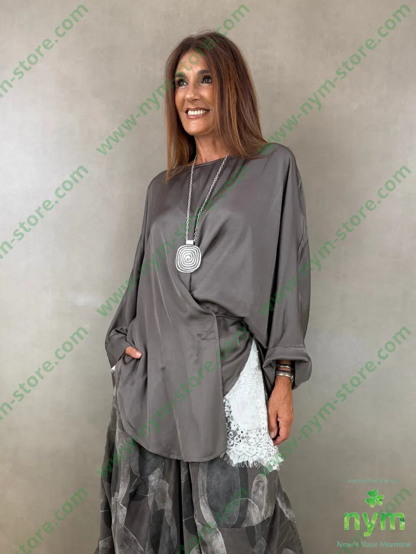 tunica raso aperta fondo 60ry40vi - U / FANGO / AI26 - CAMICIA