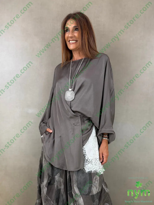 tunica raso aperta fondo 60ry40vi - U / FANGO / AI26 - CAMICIA