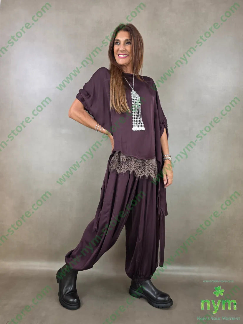 tunica raso manica arricciata 60ra40vi - U / BORDO / AI26 - CAMICIA
