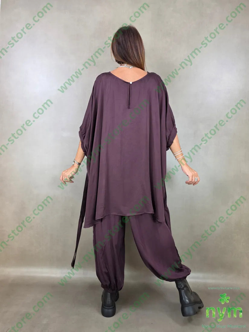 tunica raso manica arricciata 60ra40vi - U / BORDO / AI26 - CAMICIA