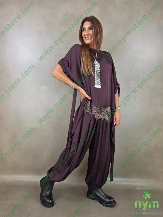 tunica raso manica arricciata 60ra40vi - U / BORDO / AI26 - CAMICIA