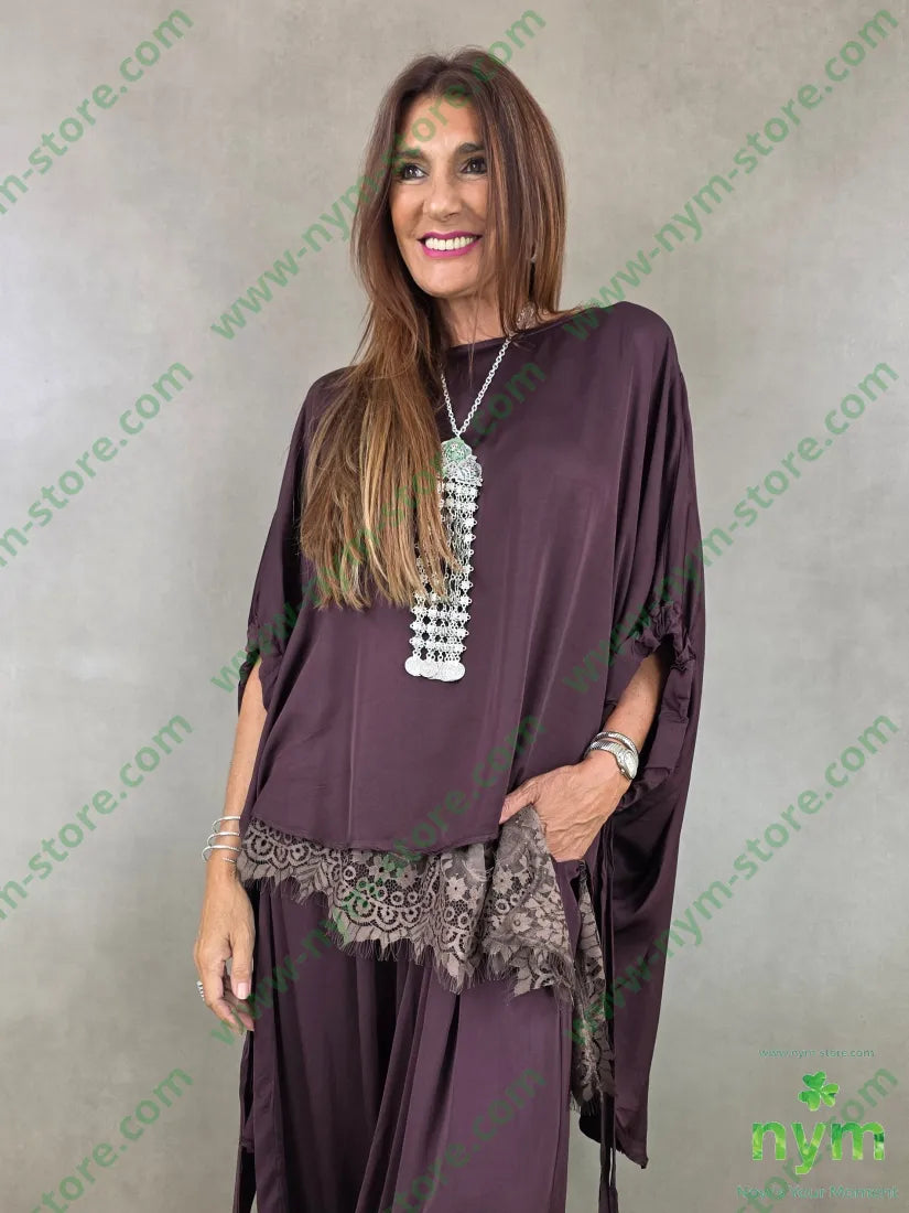 tunica raso manica arricciata 60ra40vi - U / BORDO / AI26 - CAMICIA