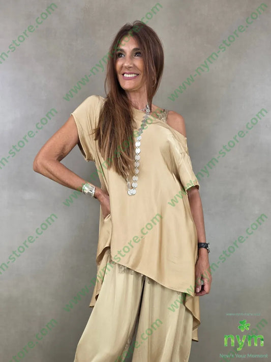 tunica raso trapezio dietro 60ry40vi - U / CAMMELLO / AI26 - CAMICIA