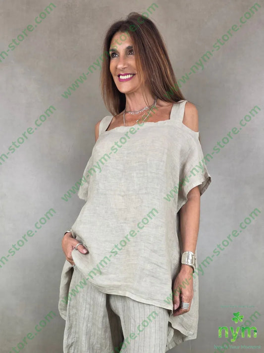 tunica spalle scoperte mm puro lino 100li - U / BEIGE / PE26 - CAMICIA