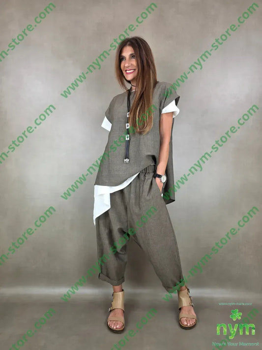 tunica misto lino aperta dietro 56vi34li10pl - U / FANGO S. / PE26 - CAMICIA