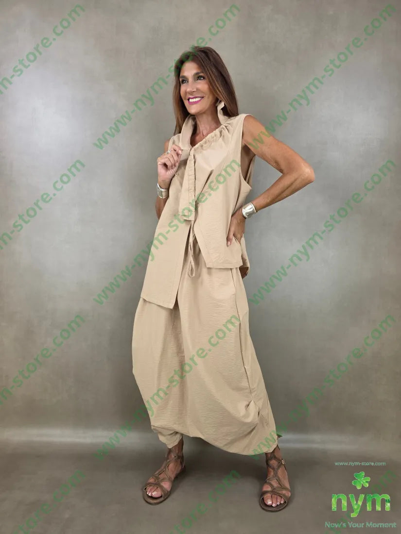 tunica tessuto martellato con coulisse 87co13ny - U / CAMMELLO / PE26 - CAMICIA