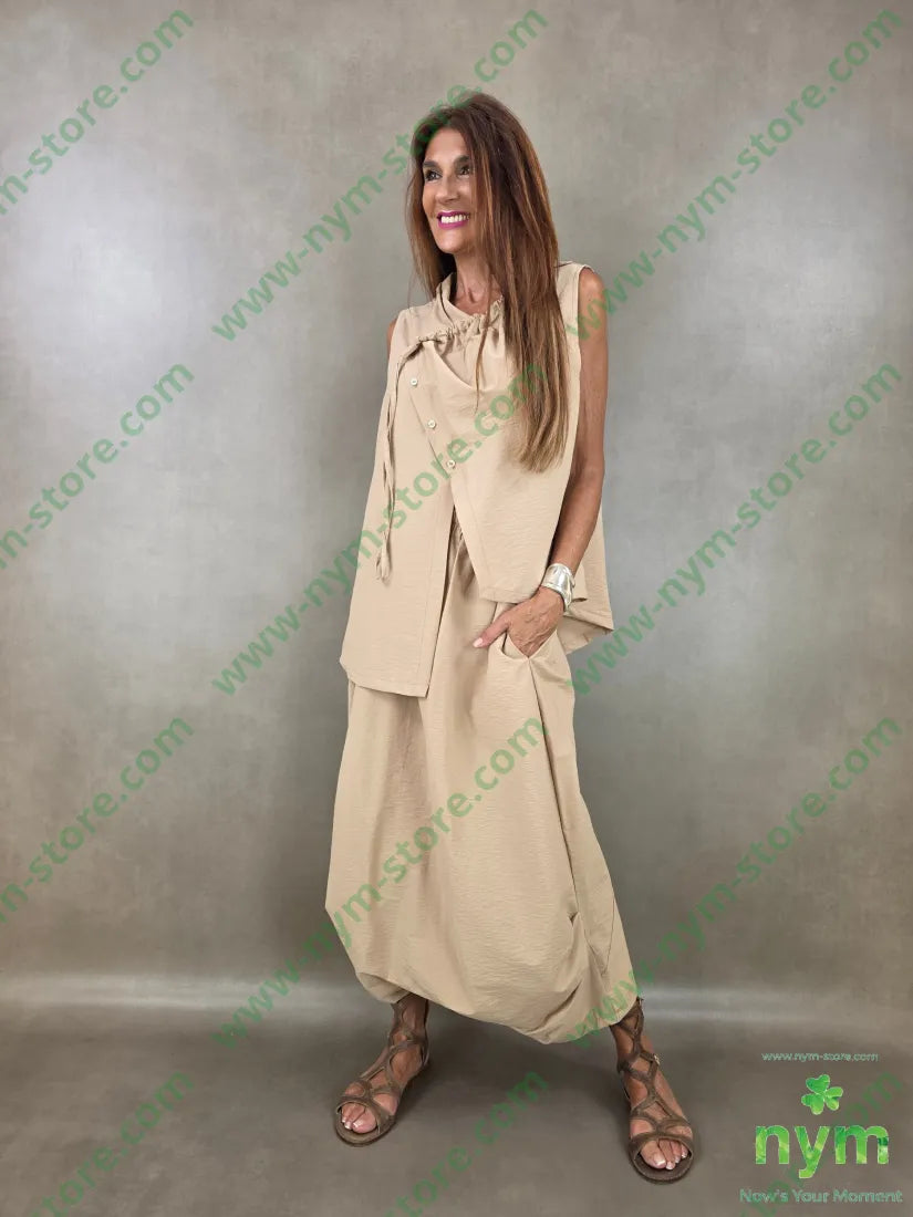tunica tessuto martellato con coulisse 87co13ny - U / CAMMELLO / PE26 - CAMICIA