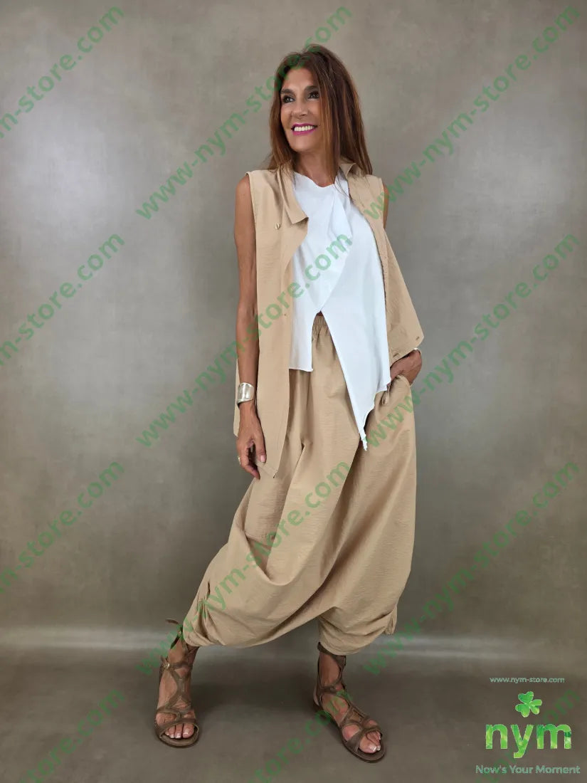tunica tessuto martellato con coulisse 87co13ny - U / CAMMELLO / PE26 - CAMICIA