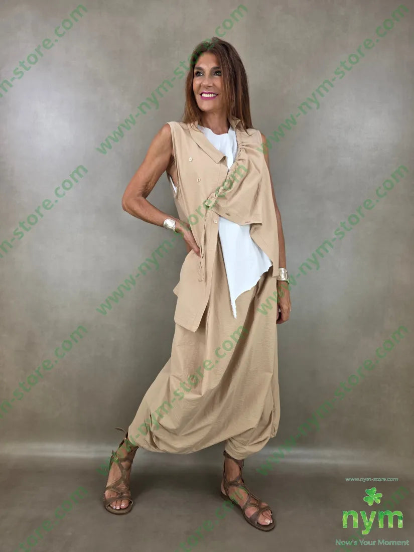 tunica tessuto martellato con coulisse 87co13ny - U / CAMMELLO / PE26 - CAMICIA