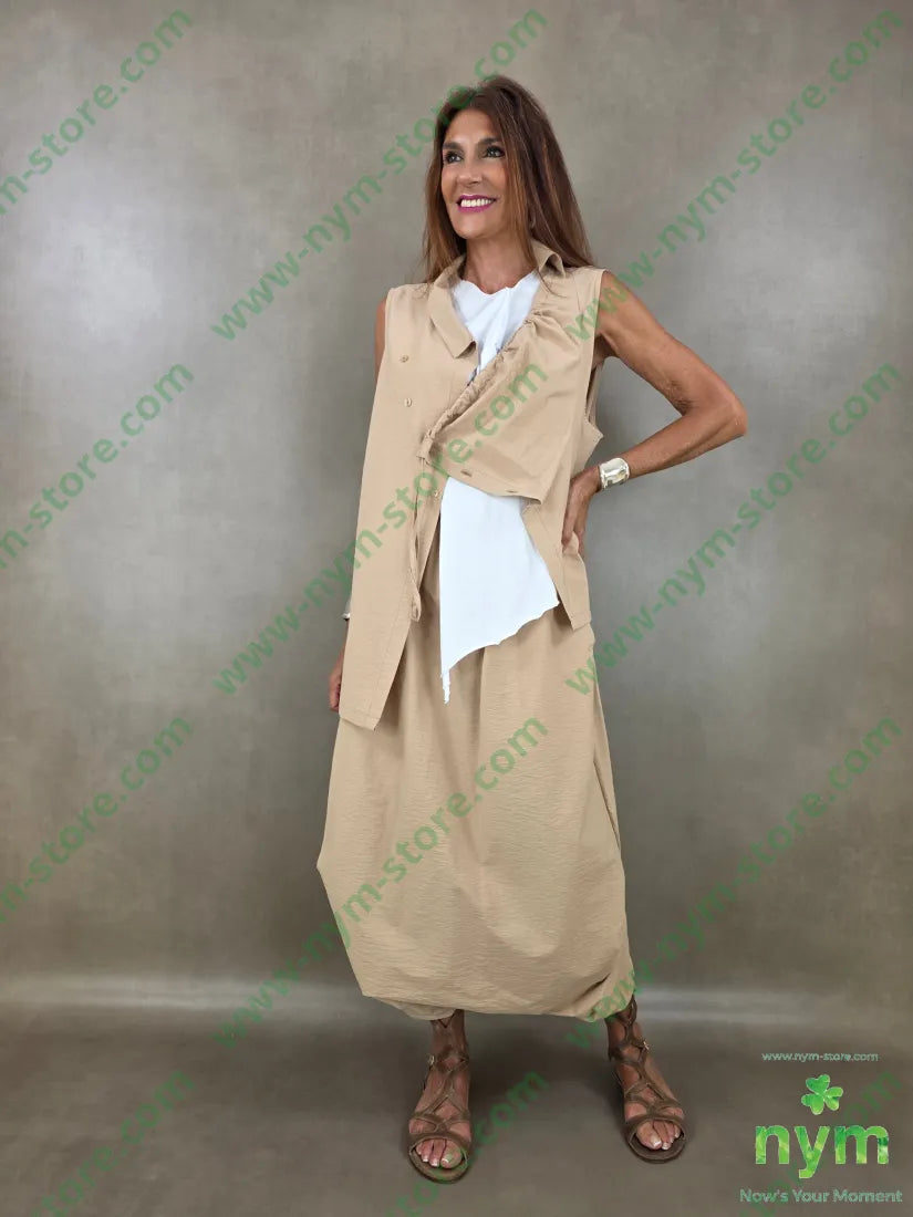 tunica tessuto martellato con coulisse 87co13ny - U / CAMMELLO / PE26 - CAMICIA