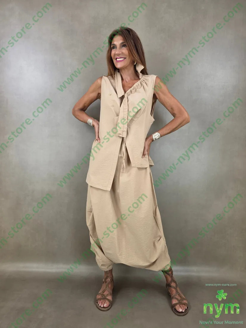 tunica tessuto martellato con coulisse 87co13ny - U / CAMMELLO / PE26 - CAMICIA