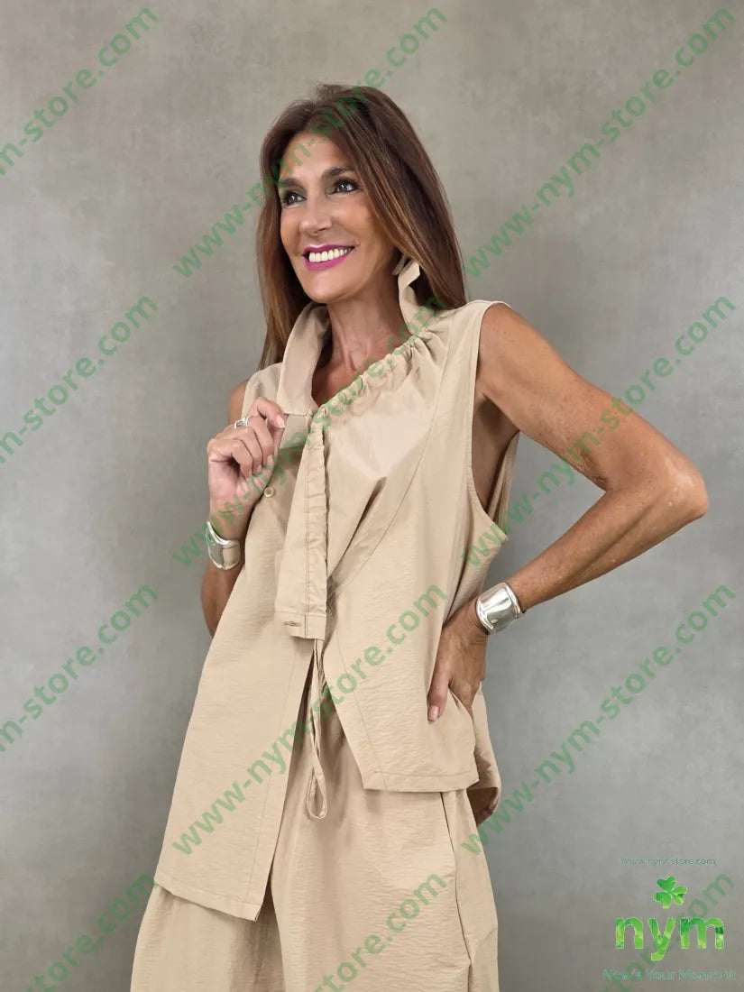 tunica tessuto martellato con coulisse 87co13ny - U / CAMMELLO / PE26 - CAMICIA