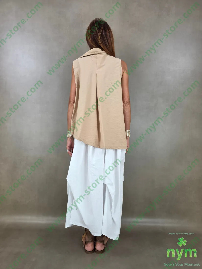 tunica tessuto martellato con coulisse 87co13ny - U / CAMMELLO / PE26 - CAMICIA