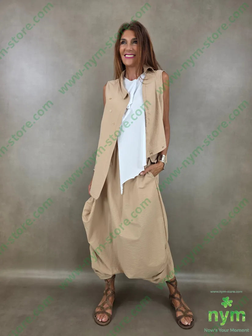 tunica tessuto martellato con coulisse 87co13ny - U / CAMMELLO / PE26 - CAMICIA