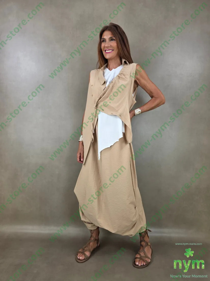 tunica tessuto martellato con coulisse 87co13ny - U / CAMMELLO / PE26 - CAMICIA