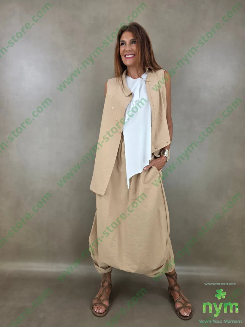 tunica tessuto martellato con coulisse 87co13ny - U / CAMMELLO / PE26 - CAMICIA