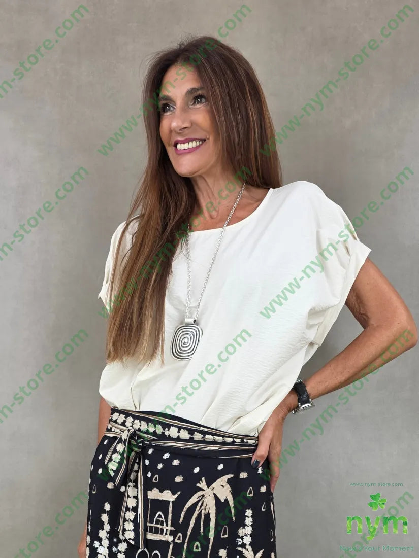 tunica tessuto martellato pieghe manica 87co13ny - CAMICIA