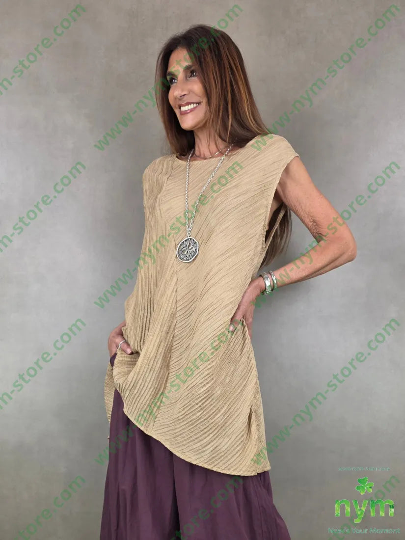 tunica tessuto microplisse 81ly19ny - U / CAMMELLO / PE26 - CAMICIA
