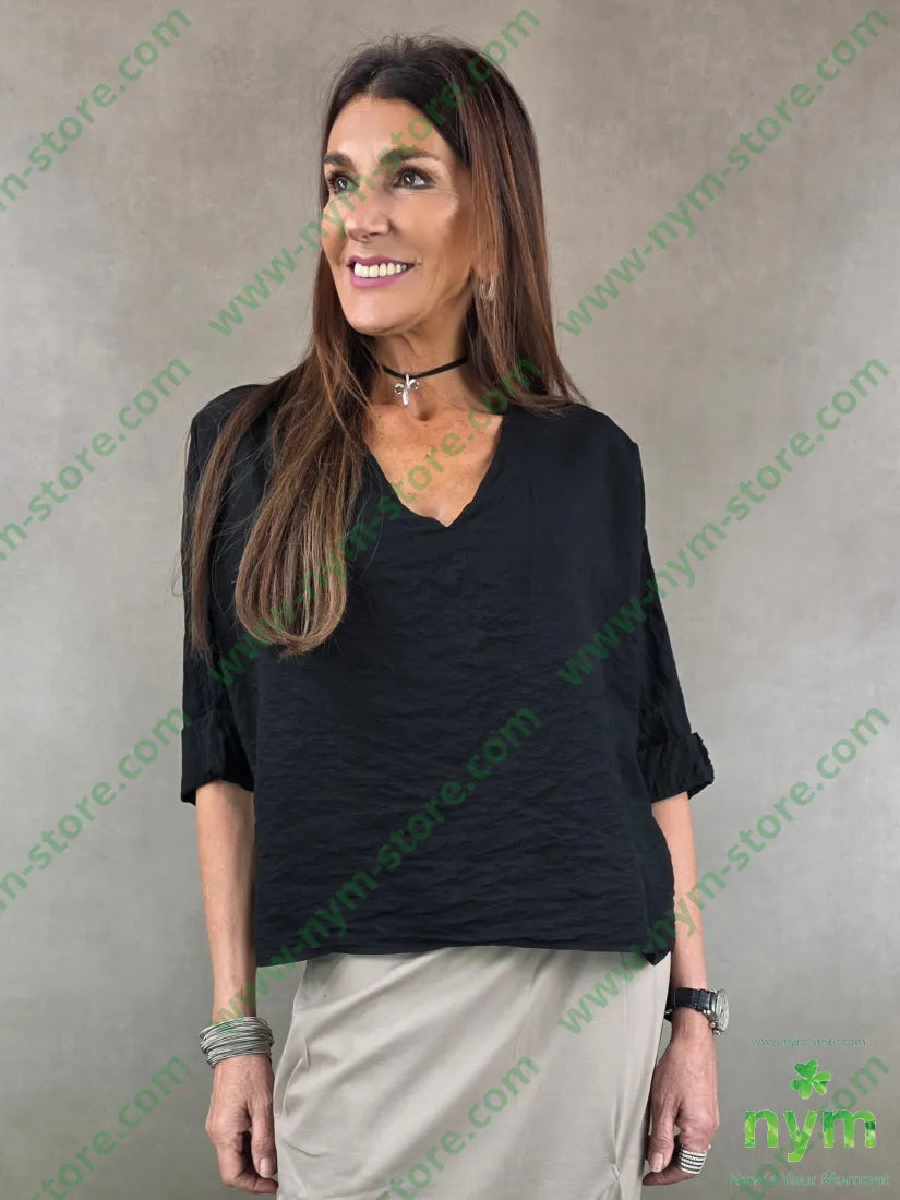 tunica tessuto semi goffrato 85vi15pa U / NERO / PE26 CAMICIA