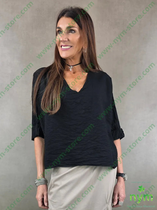 tunica tessuto semi goffrato 85vi15pa U / NERO / PE26 CAMICIA