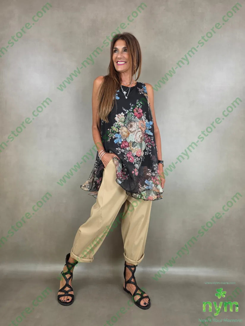 tunica trapezio con fodera 100pl - U / NERO / PE26 - CAMICIA