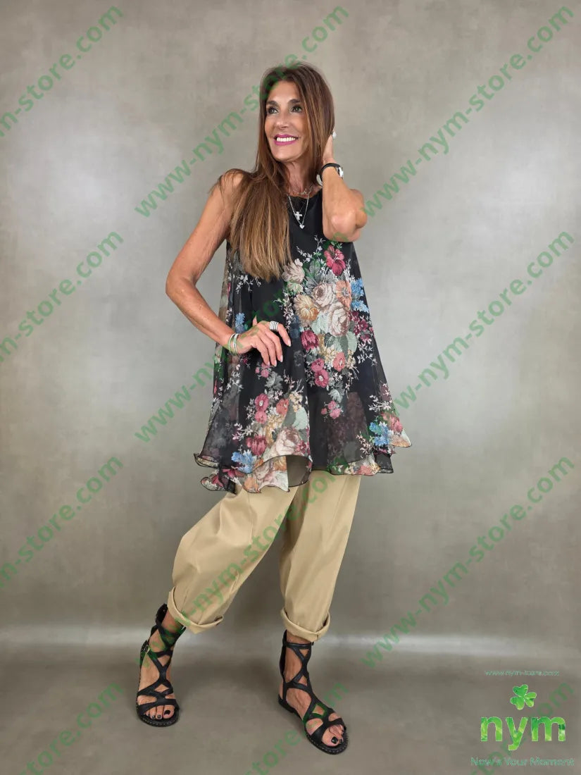 tunica trapezio con fodera 100pl - U / NERO / PE26 - CAMICIA