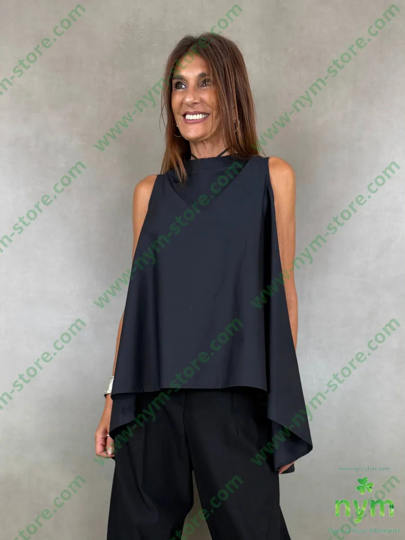 tunica trapezio dietro di cotone 100co - U / NERO / AI26 - CAMICIA