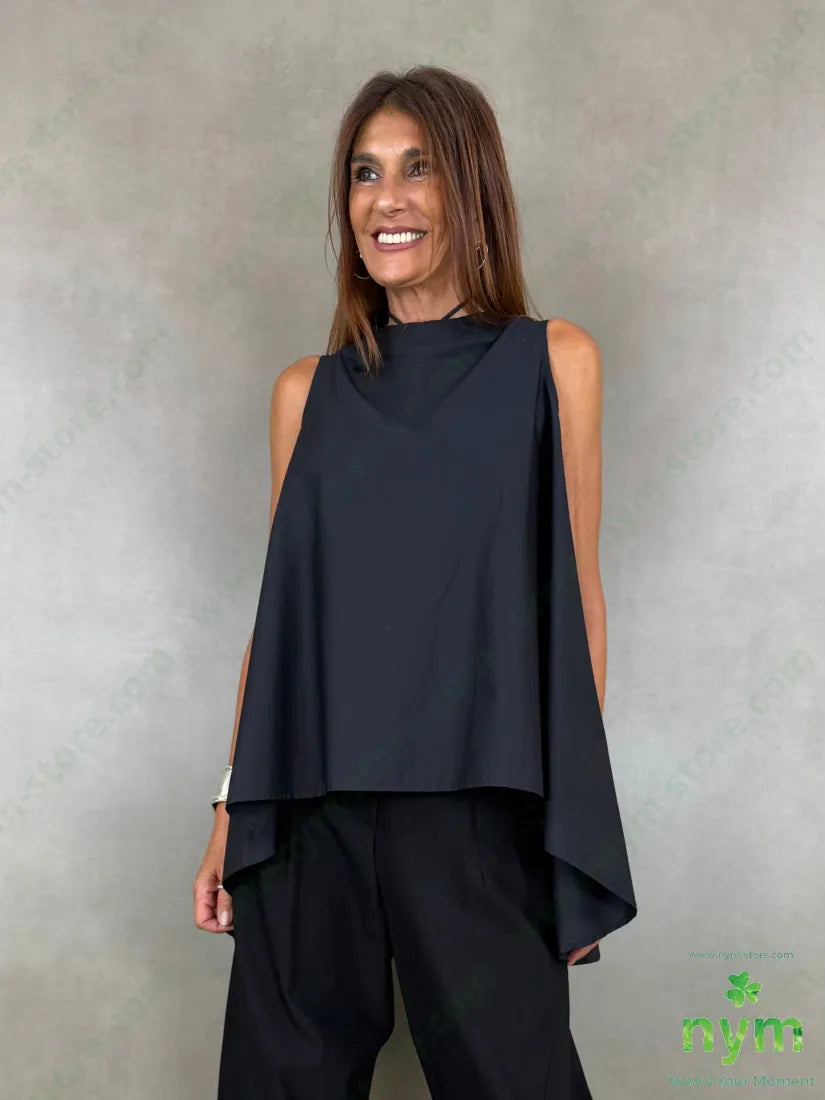 tunica trapezio dietro di cotone 100co - U / NERO / AI26 - CAMICIA