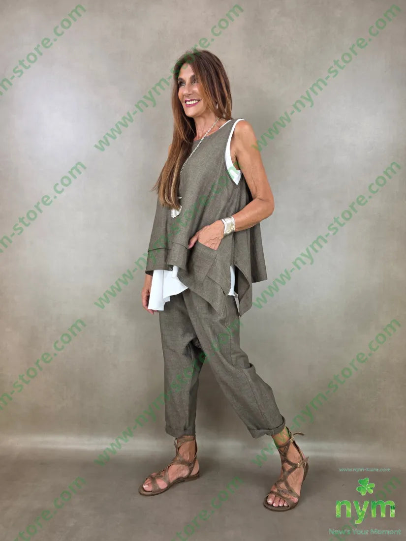 tunica trapezio misto lino 56vi34li10pl - U / FANGO S. / PE26 - CAMICIA