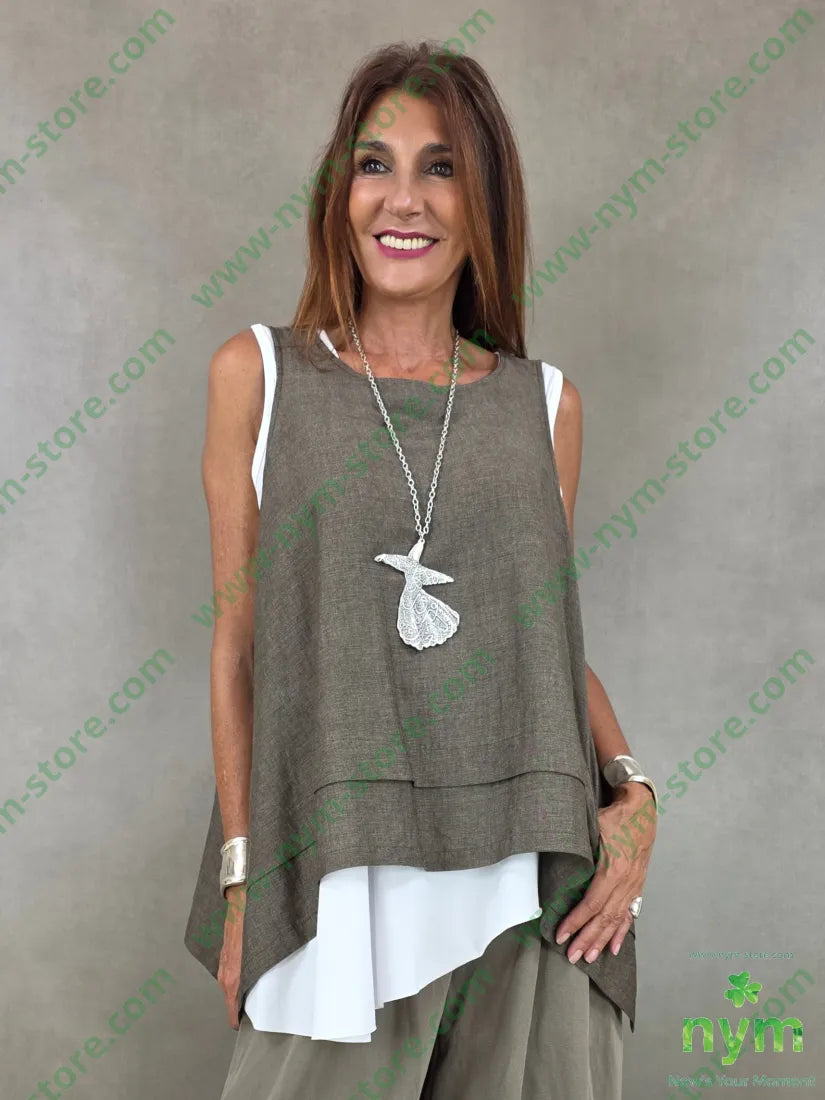 tunica trapezio misto lino 56vi34li10pl - U / FANGO S. / PE26 - CAMICIA