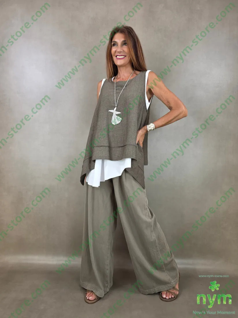 tunica trapezio misto lino 56vi34li10pl - U / FANGO S. / PE26 - CAMICIA