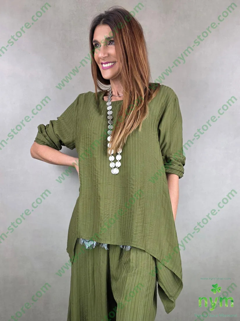 tunica trapezio tessuto riga 98vi1pl1co U / OLIVA / PE26 CAMICIA