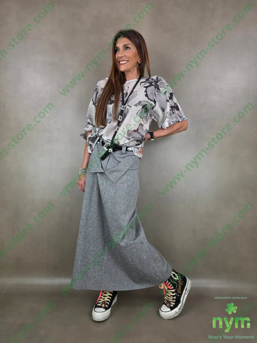 tunica trasparente stampa fiore 85ly15pl - U / GRIGIO C. / PE26 - CAMICIA