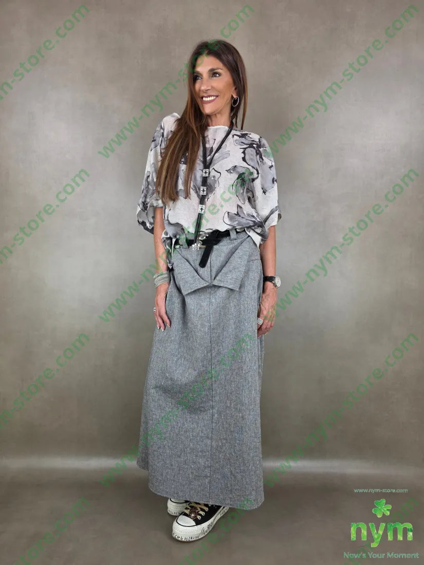 tunica trasparente stampa fiore 85ly15pl - U / GRIGIO C. / PE26 - CAMICIA