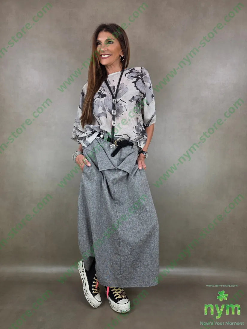 tunica trasparente stampa fiore 85ly15pl - U / GRIGIO C. / PE26 - CAMICIA