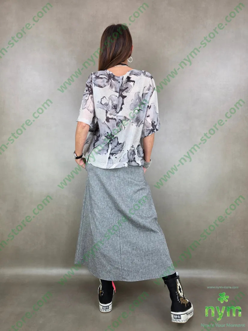tunica trasparente stampa fiore 85ly15pl - U / GRIGIO C. / PE26 - CAMICIA