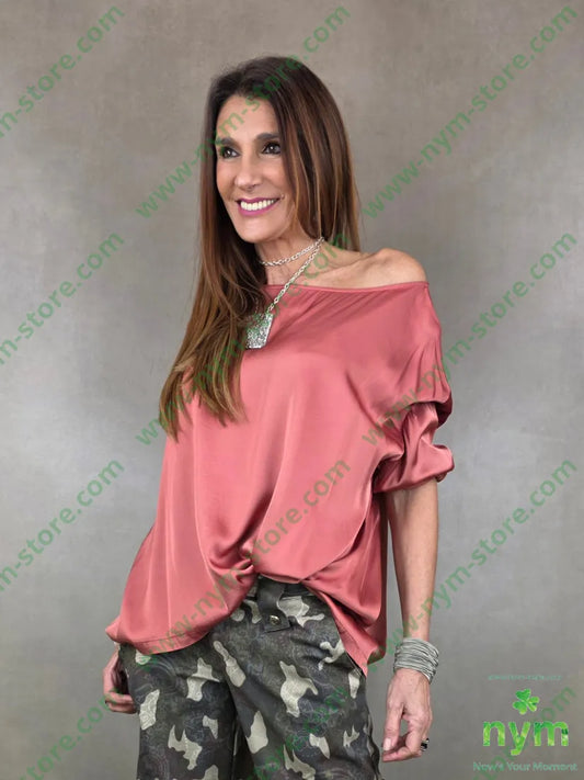 tunica viscosa lucida quadrata 51ry46vi3ea U / CORALLO / PE26 CAMICIA